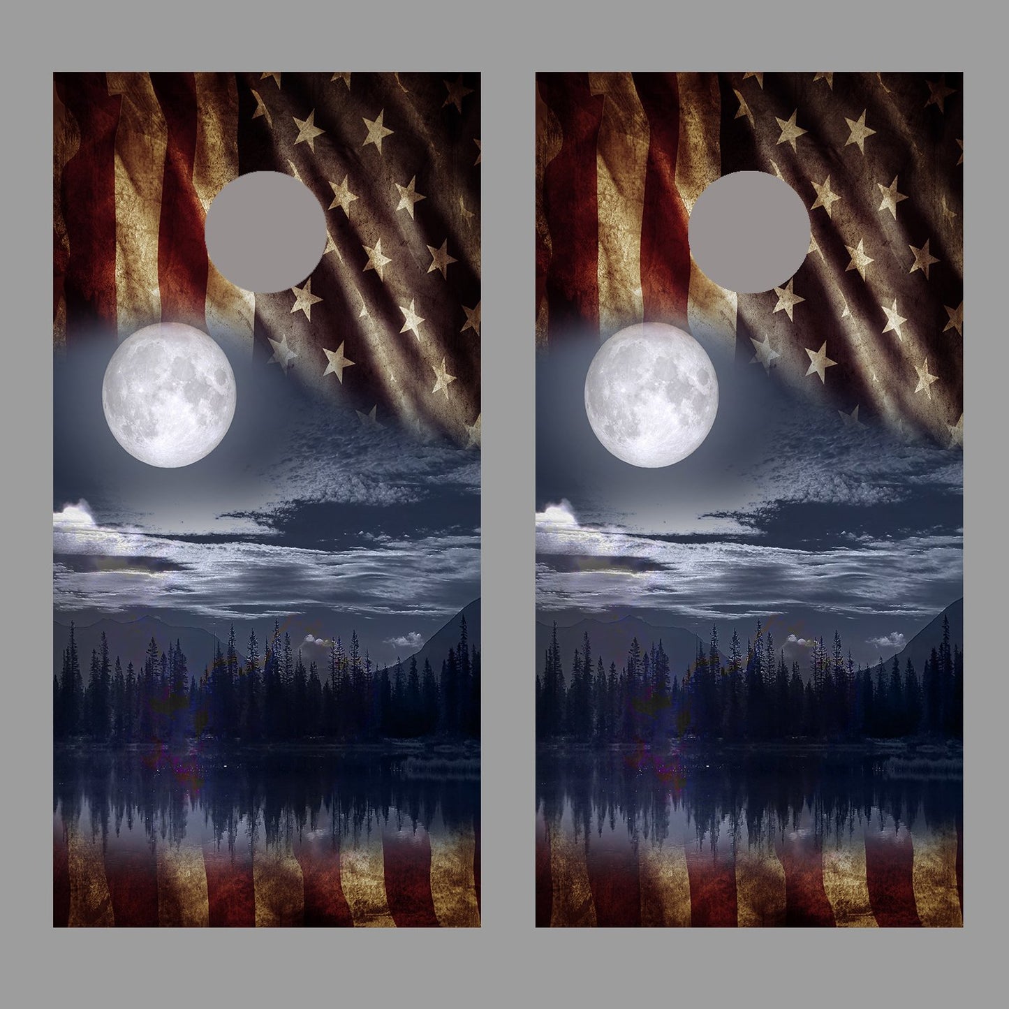 American Flag Corn hole Board Decals Wraps Over Metal 
