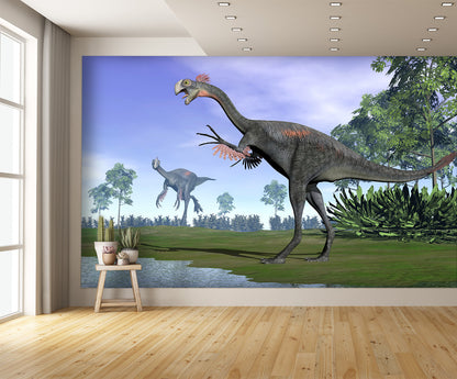 Gigantoraptor Dinosaurs in Nature Wall Mural