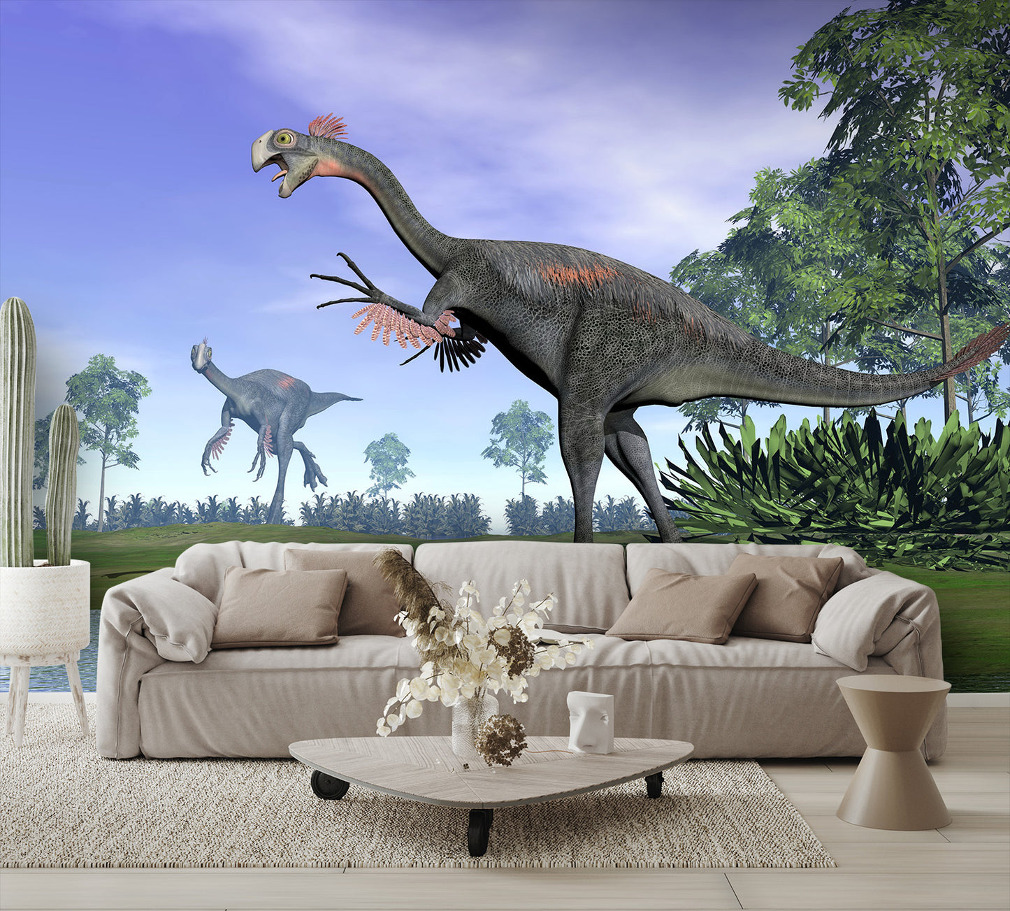 Gigantoraptor Dinosaurs in Nature Wall Mural