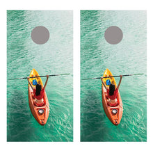 Girl Kayaking Cornhole Board Decal Wraps