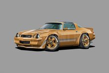 1981 Camaro T-Top Gold Muscle Car Art Wall Decal