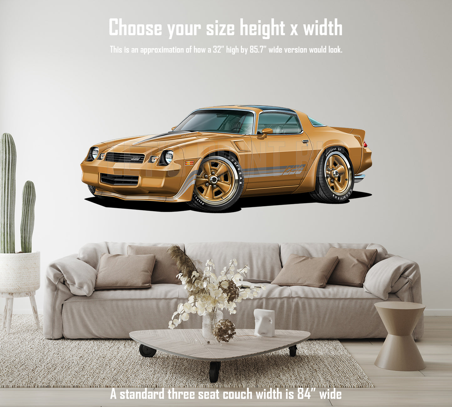 1981 Camaro T-Top Gold Muscle Car Art Wall Decal