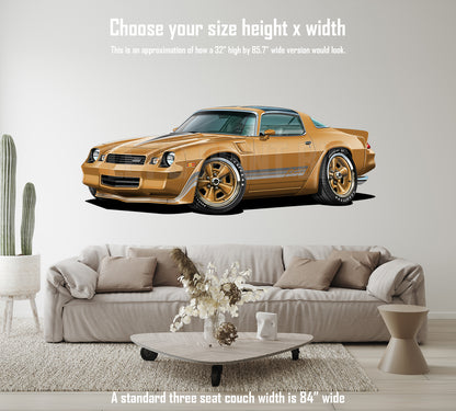 1981 Camaro T-Top Gold Muscle Car Art Wall Decal