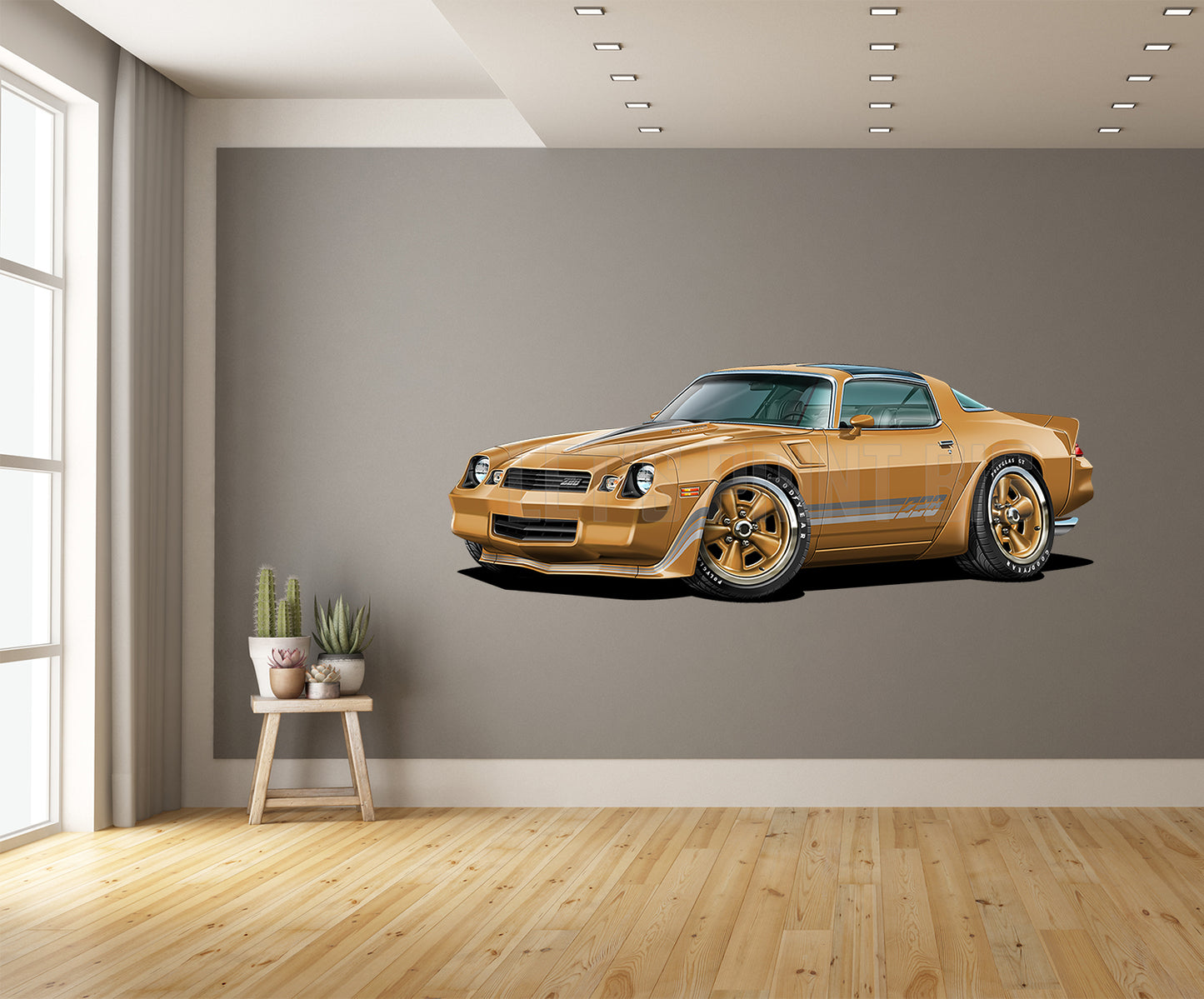 1981 Camaro T-Top Gold Muscle Car Art Wall Decal