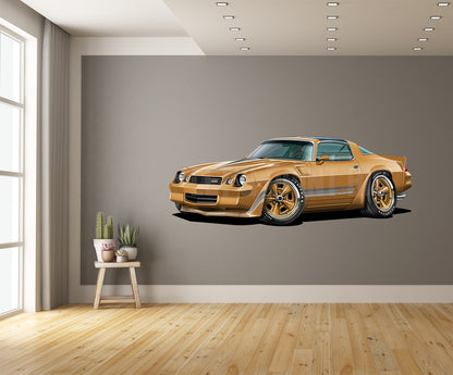 1981 Camaro T-Top Gold Muscle Car Art Wall Decal