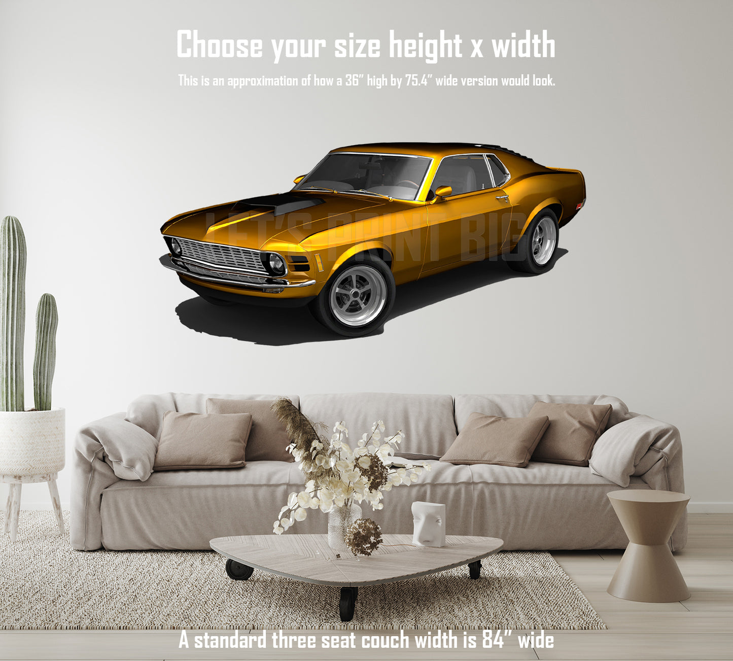 Car Art Mustang Muscle Car WALL DECAL REMOVABLE REPOSITIONABLE