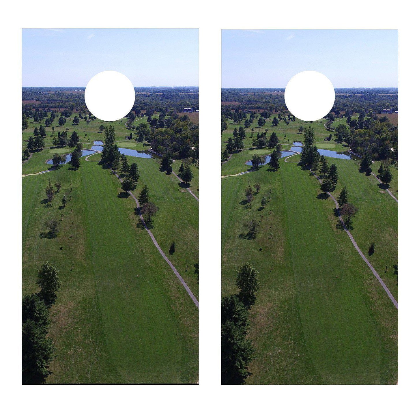 Golf Course Aerial View Golf Cornhole Board Wrap Decal