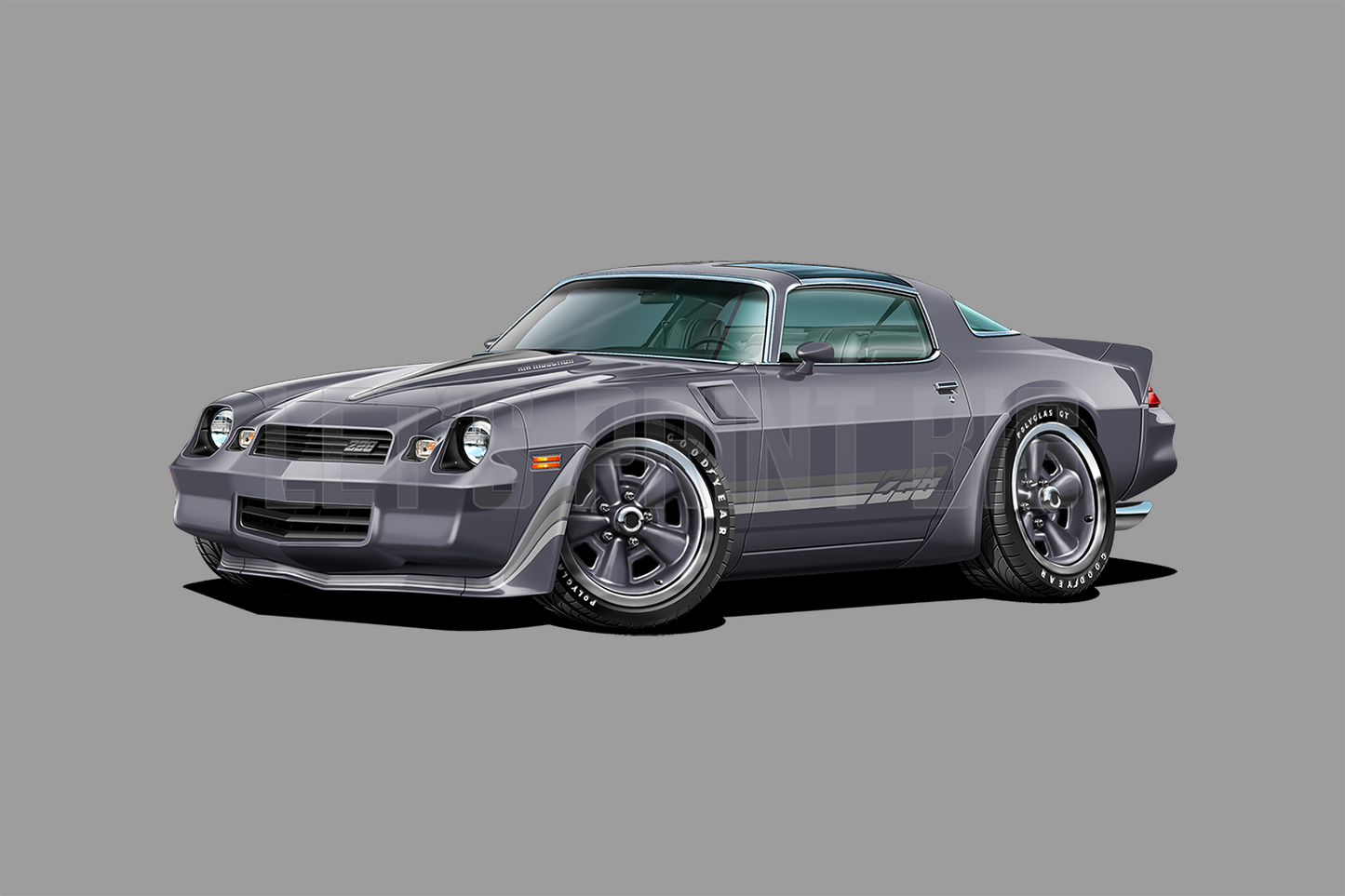 1981 Camaro T-Top Gray Muscle Car Art Wall Decal
