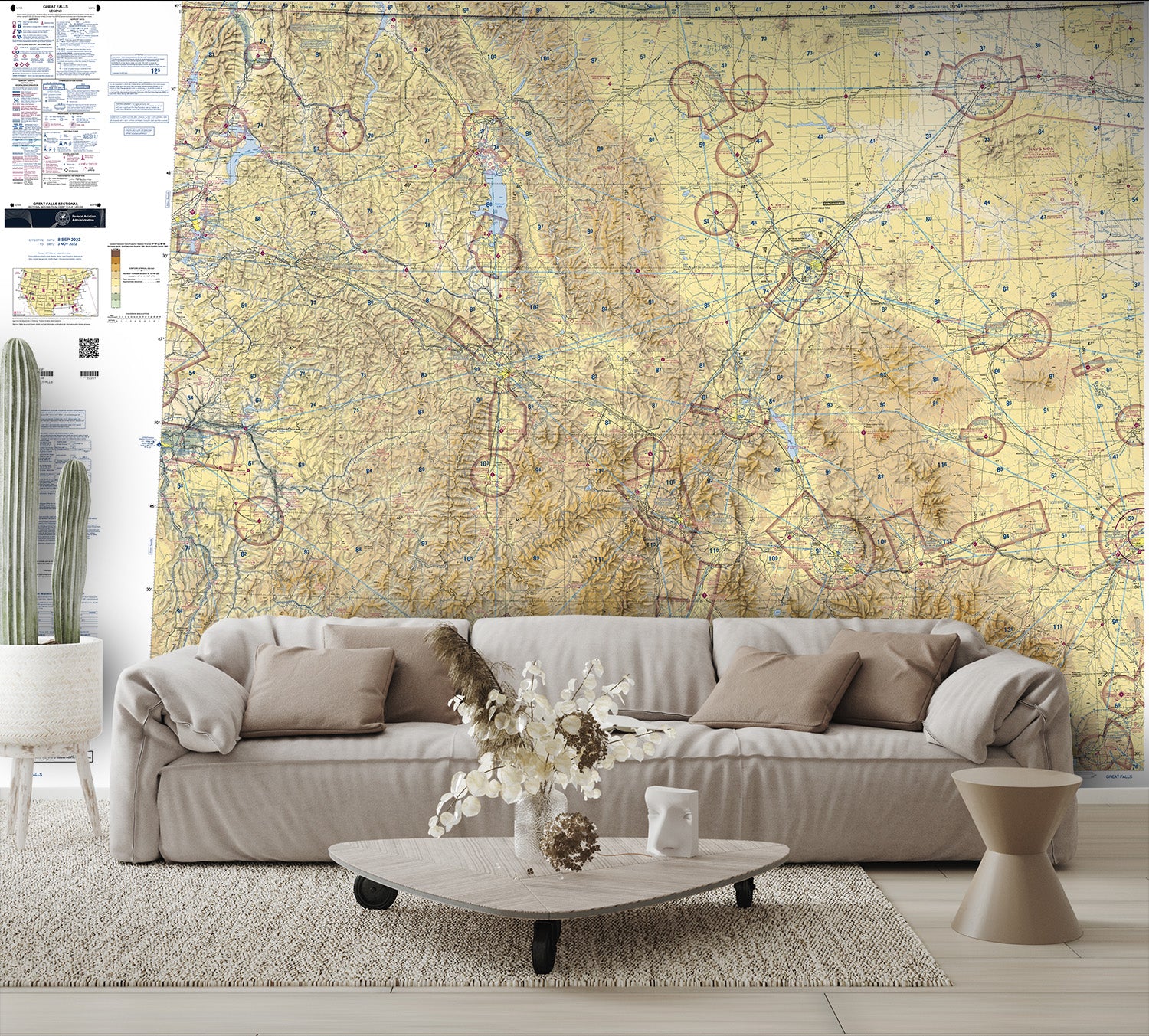 Aeronautical Chart Great Falls Wall Mural