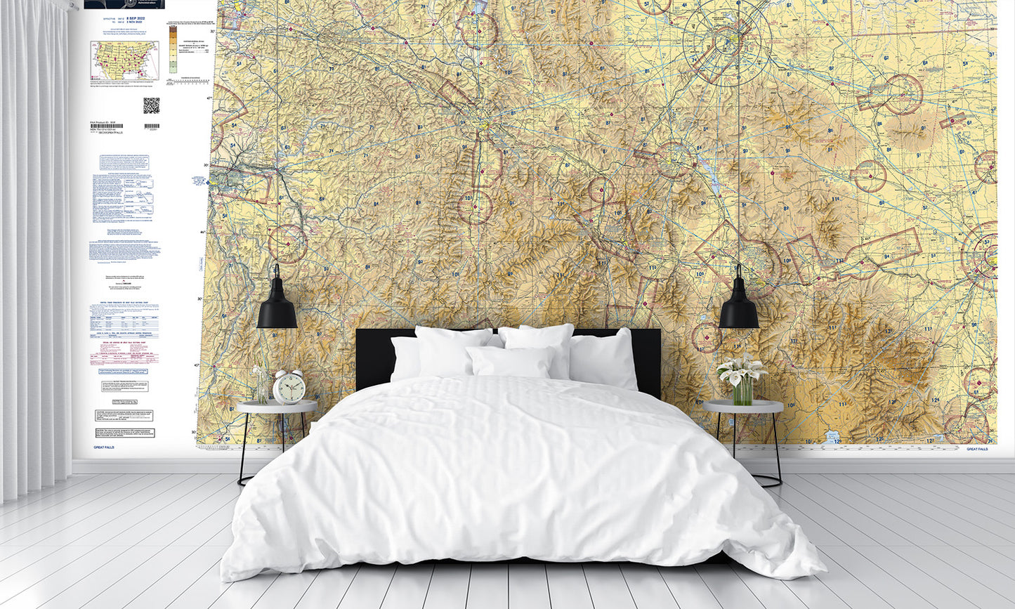 Aeronautical Chart Great Falls Wall Mural