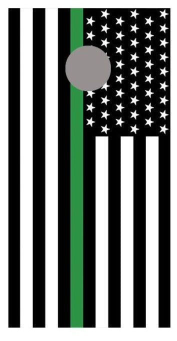 Thin Green Line American Flag Corn hole Decal Wrap