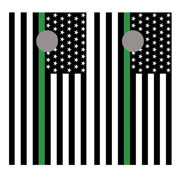 Thin Green Line American Flag Corn hole Decal Wrap
