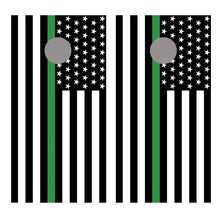 Thin Green Line American Flag Corn hole Decal Wrap