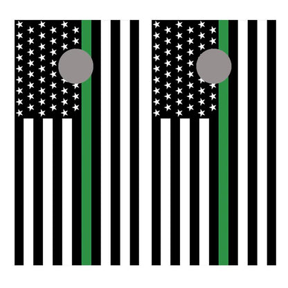 Thin Green Line Flipped American Flag Corn hole Decal Wrap