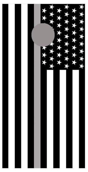 Gray Line American Flag Corn hole Decal Wrap