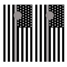 Gray Line American Flag Corn hole Decal Wrap