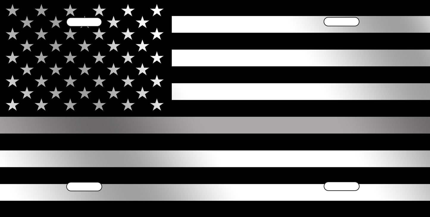 Thin Grey Line American Flag License Plate