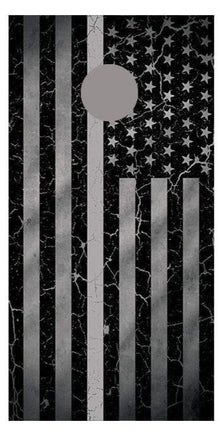 Gray Line Crackle American Flag Corn hole Decal Wrap
