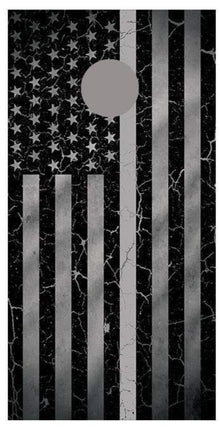 Gray Line Crackle Flipped American Flag Corn Hole Decal Wrap
