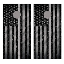 Gray Line Crackle Flipped American Flag Corn Hole Decal Wrap