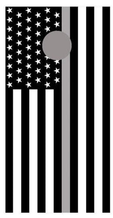 Gray Line Flipped American Flag Corn hole Decal Wrap