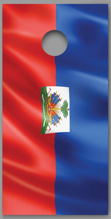 Haiti Waving Flag Design Cornhole Decal Wrap