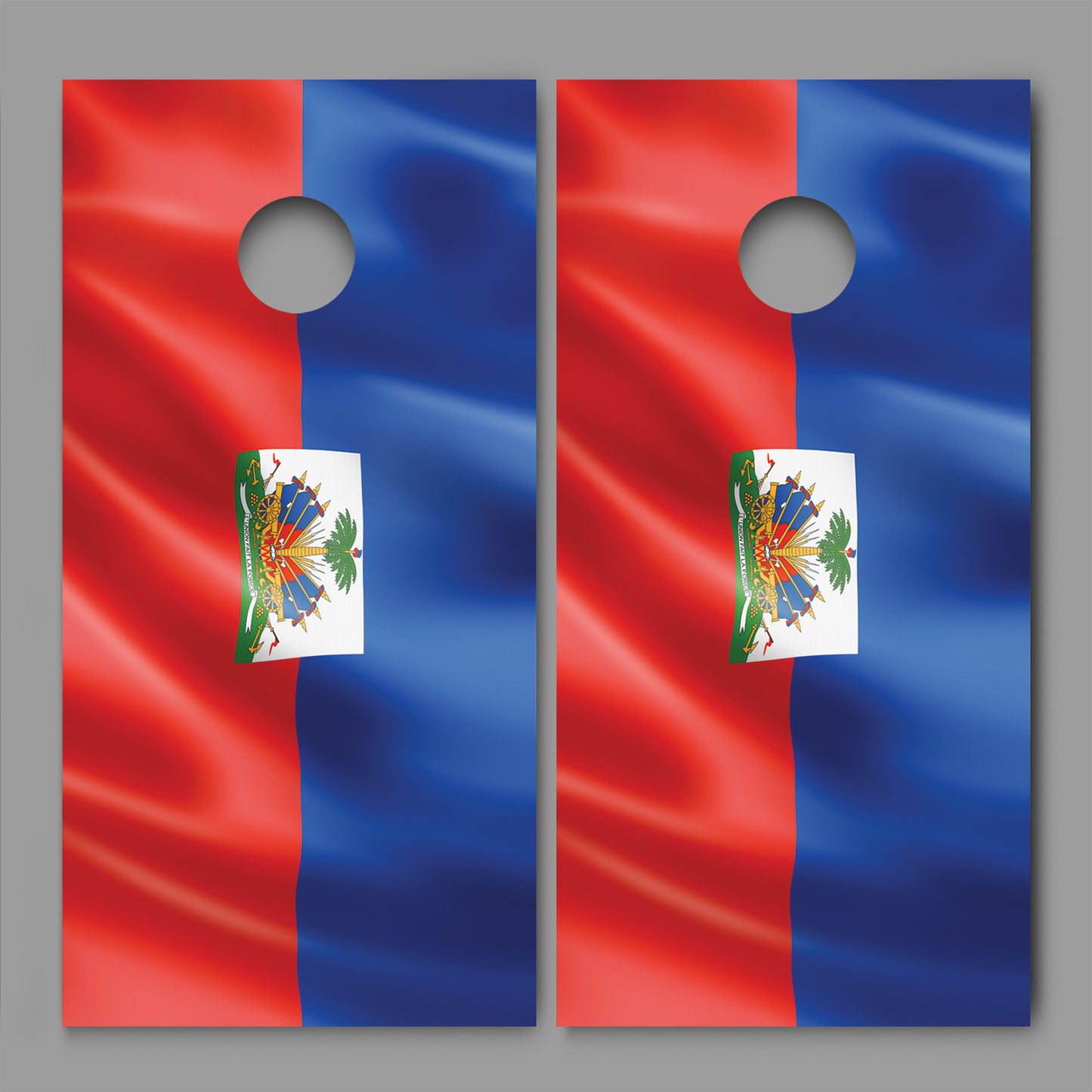 Haiti Waving Flag Design Cornhole Decal Wrap