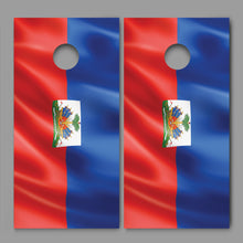 Haiti Waving Flag Design Cornhole Decal Wrap