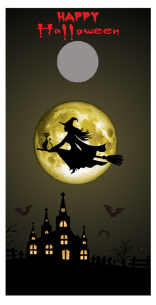 Witch Moon and Castle Corn Hole Decal Wrap