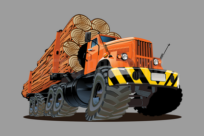Car Art Heavy Duty Logging Truck Cartoon Wall Decal