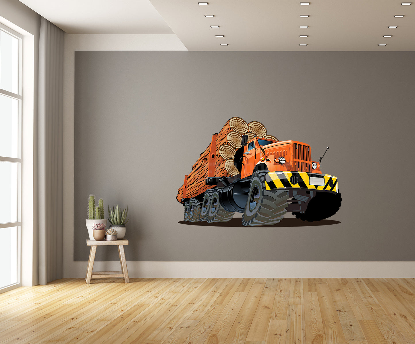Car Art Heavy Duty Logging Truck Cartoon Wall Decal