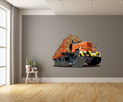 Car Art Heavy Duty Logging Truck Cartoon Wall Decal