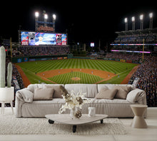 Progressive Field at Night Baseball Diamond Field Custom Designed Wallpaper