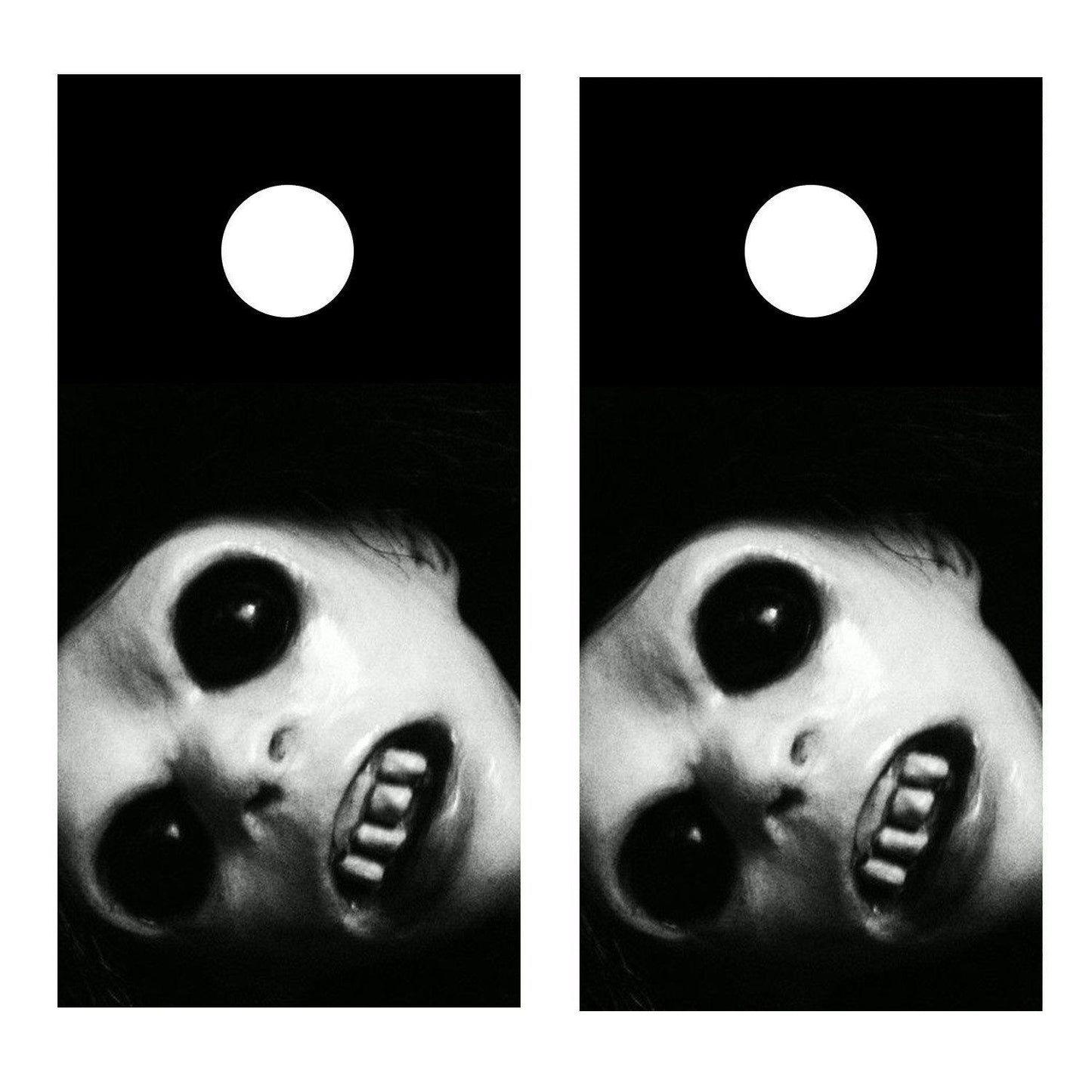 Scary Horror Face Halloween Corn hole Board Decal Wrap - Let's Print Big