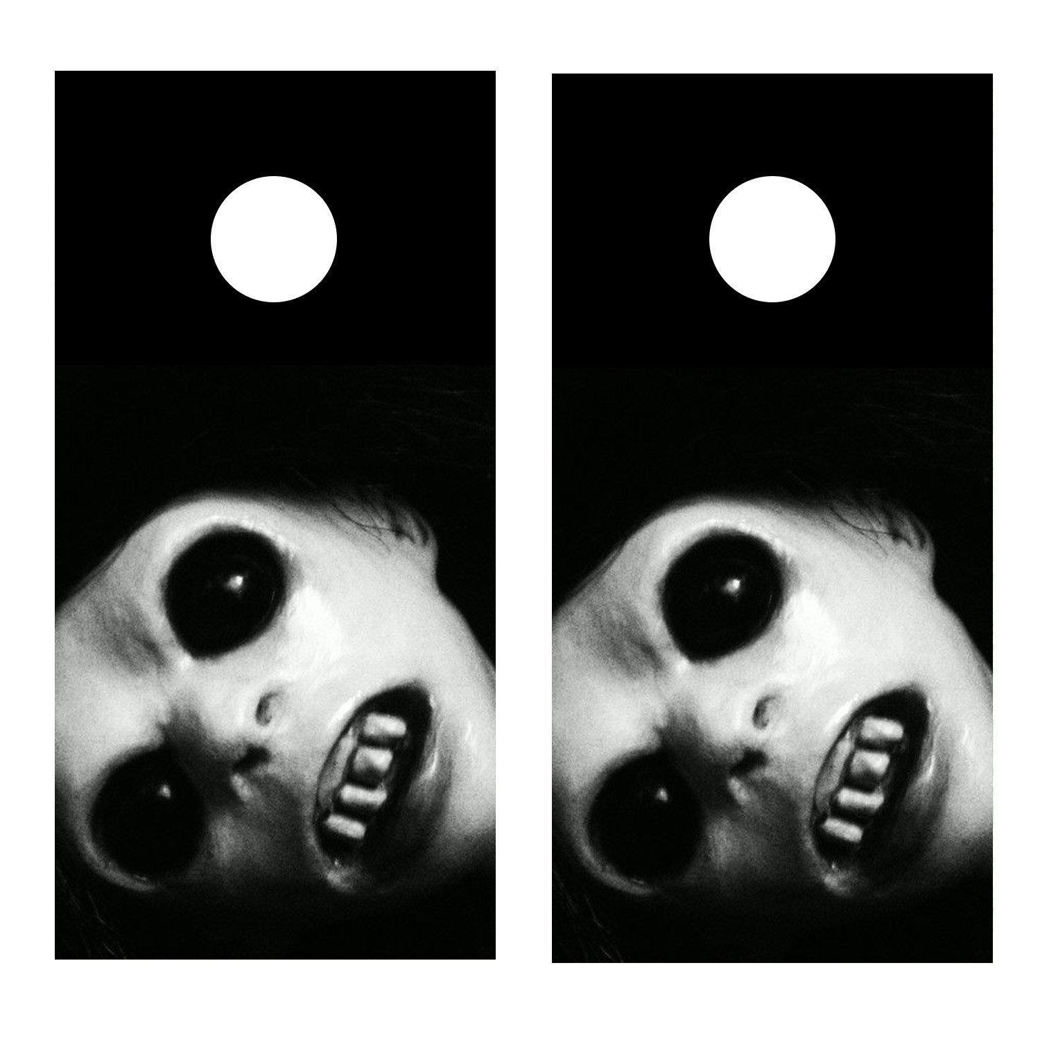 Scary Horror Face Halloween Corn hole Board Decal Wrap - Let's Print Big