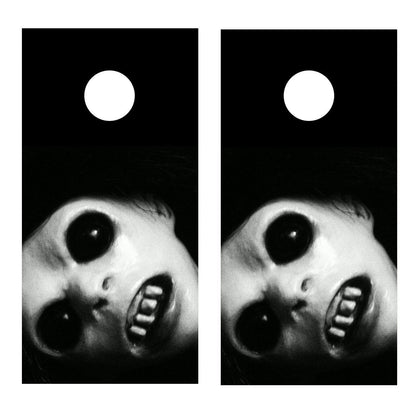 Scary Horror Face Halloween Corn hole Board Decal Wrap - Let's Print Big