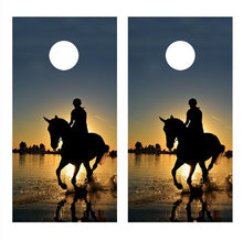 Horse and Rider Silhouette Corn Hole Board Decal Wrap