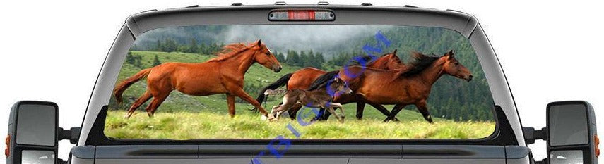 Horses Running-Rear Window Decal-Graphic - Let's Print Big