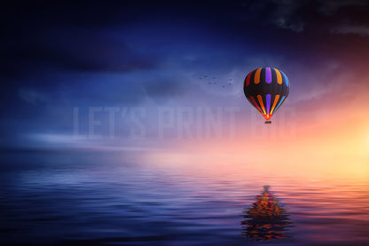 Hot Air Balloon Over Water Custom Wallpaper