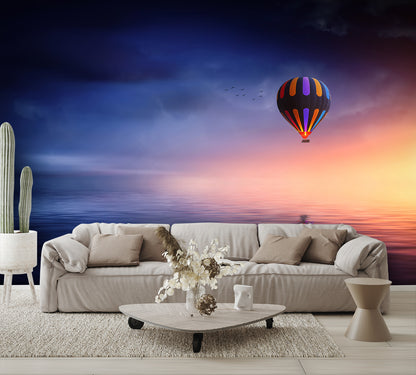 Hot Air Balloon Over Water Custom Wallpaper