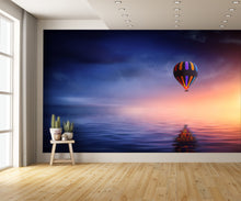 Hot Air Balloon Over Water Custom Wallpaper