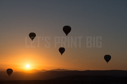 Hot Air Balloons Over Mountain Sunrise Valley Custom Designed Wallpaper