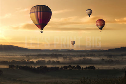 Hot Air Balloons Over Foggy Valley Custom Designed Wallpaper