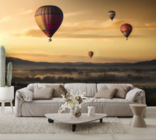 Hot Air Balloons Over Foggy Valley Custom Designed Wallpaper