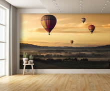 Hot Air Balloons Over Foggy Valley Custom Designed Wallpaper