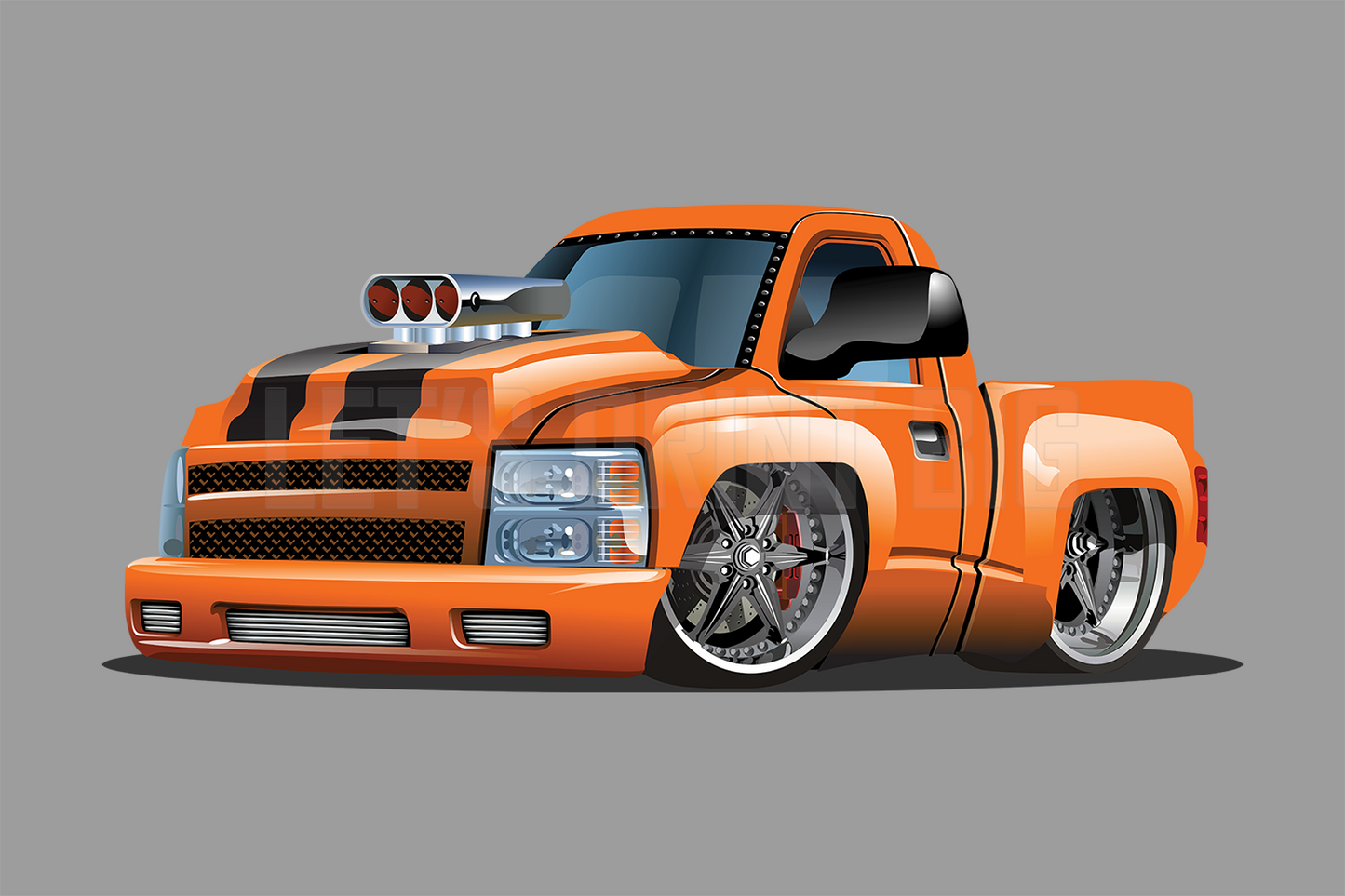 Car Art Hot Rod Pickup Truck Cartoon Wall Decal