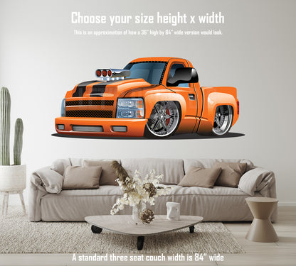 Car Art Hot Rod Pickup Truck Cartoon Wall Decal