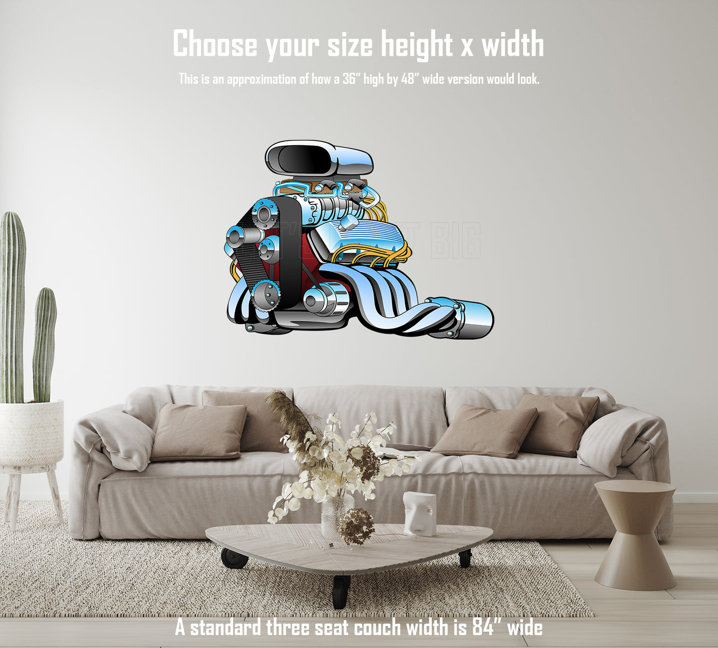 Car Art Cartoon Hotrod Engine Wall Decal