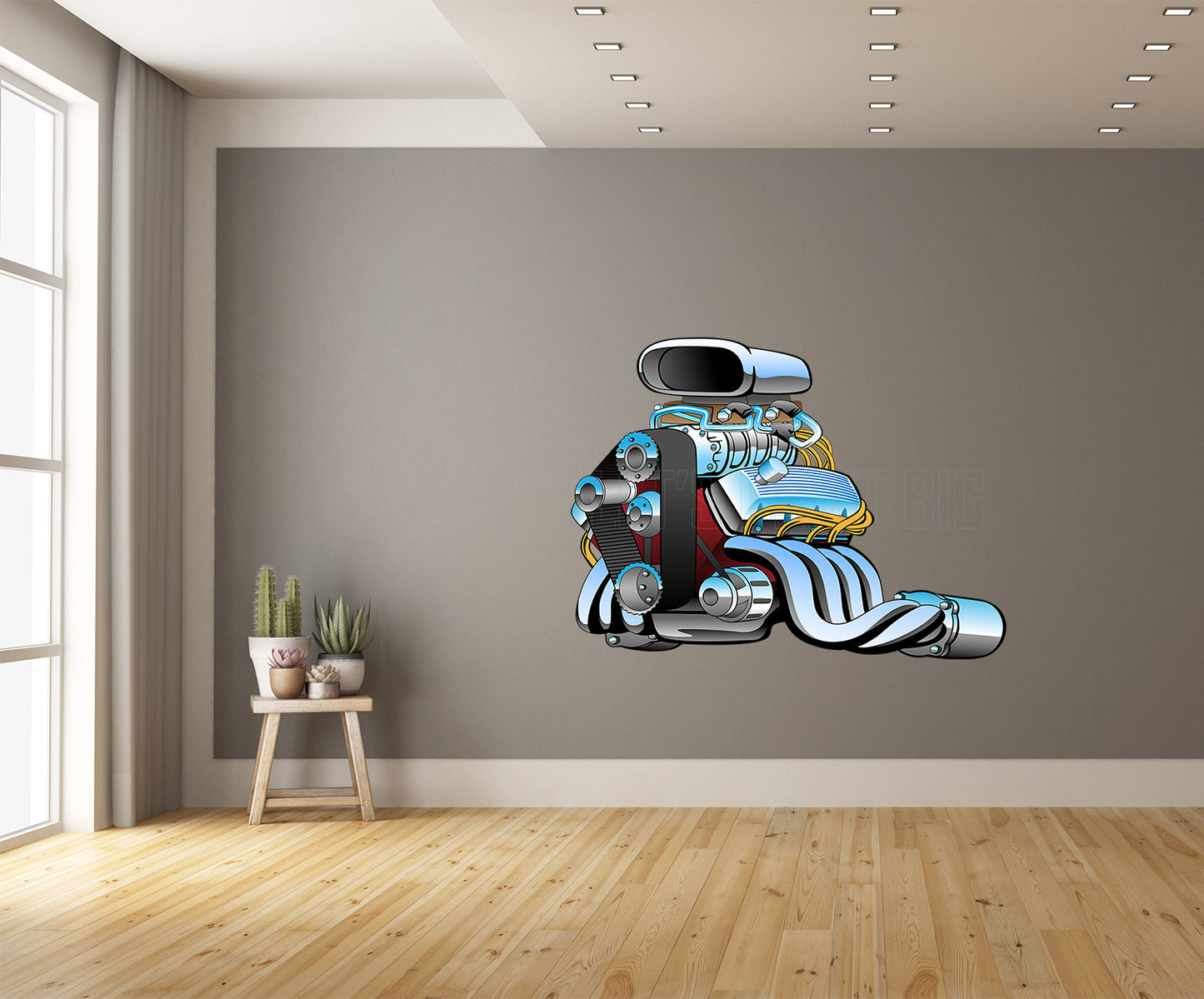 Car Art Cartoon Hotrod Engine Wall Decal