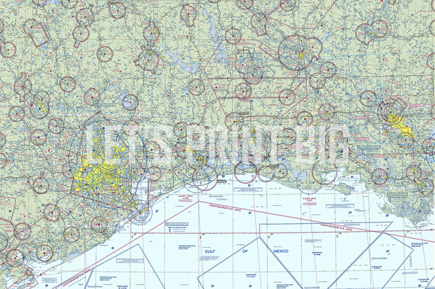 Aeronautical Chart Houston Wall Mural